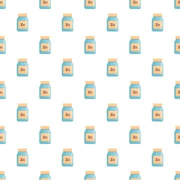 Zinc supplement bottles seamless pattern for health background Stock Illustration