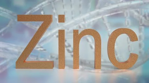 The Zinc text on dna Background for sci or health concept 3d rendering. Stock Illustration