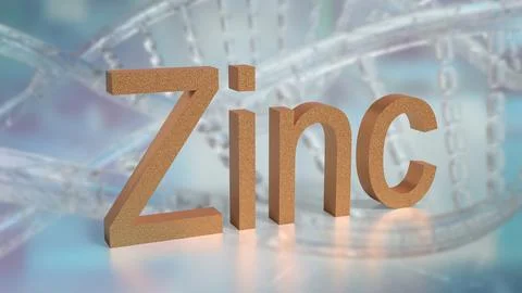 The Zinc text on dna Background for sci or health concept 3d rendering. Stock Illustration
