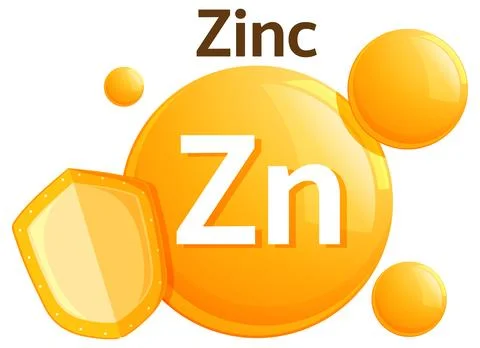 Zinc Vitamin Icon with Shield in Vector Style Stock Illustration