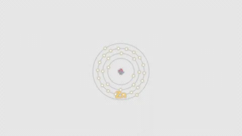 Zinc Zn Bohr Atom Model Clean No Text Animation Video Overlay Alpha 4K Видео 339370222