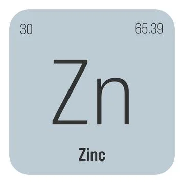 Zinc, Zn, periodic table element Stock Illustration