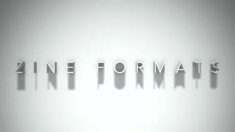Zine formats 3D title animation white text on a white background Stock Footage 299747170