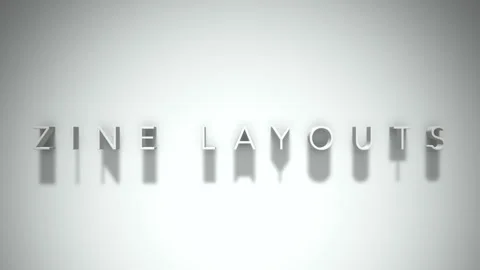 Zine layouts 3D title animation white text on a white background Stock Footage 299747171