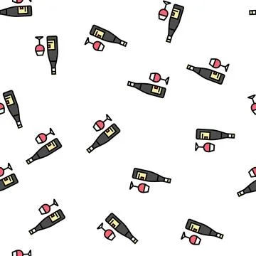 Zinfandel red wine vector seamless pattern Stock Illustration