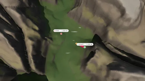 Zion canyon moonlight buttress 3d terrain route map seamless loop Stock Footage 341853221