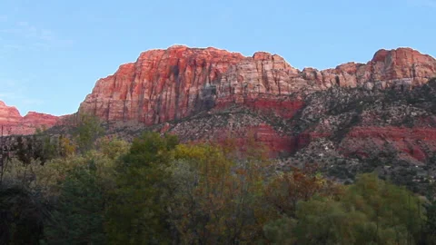Zion cliffs after sunset pan Stock Footage 134483665