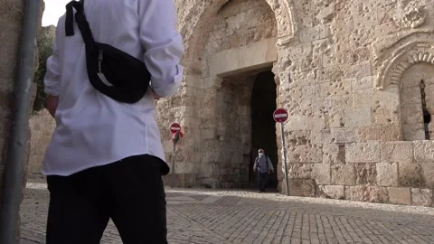 Zion Gate Jerusalem during the corona virus Stock Footage 134667006
