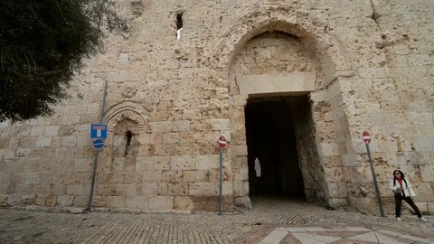 Zion gate in the old city of the Jerusalem, Israel. Stock Footage 71268983