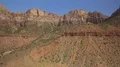 Zion National Park Aerial Shot of Virgin River and Canyon seen from Springdale 4k or 4k+ Resolution