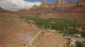 Zion National Park Aerial Virgin River and Canyon seen from Springdale 4k or 4k+ Resolution