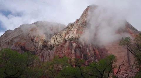 Zion National Park Cliffs &amp; clouds 5 Stock Footage 40027715