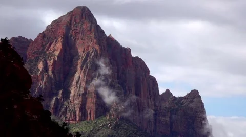 Zion National Park Cliffs &amp; clouds 2 Stock Footage 40027725