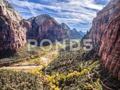 Zion national park from the path to angels landing, utah Stock Photos
