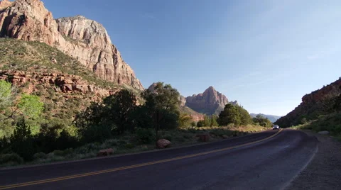 Zion shuttle low shot Stock Footage 65966649