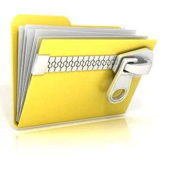 Zip, archive, compressed folder icon. 3D Stock Illustration