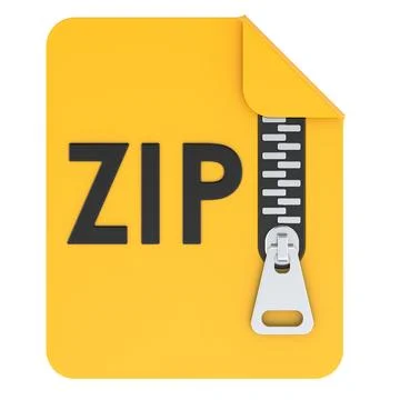 ZIP Archive File Icon with Zipper. Compression Format, Concept. 3D rendering Stock Illustration
