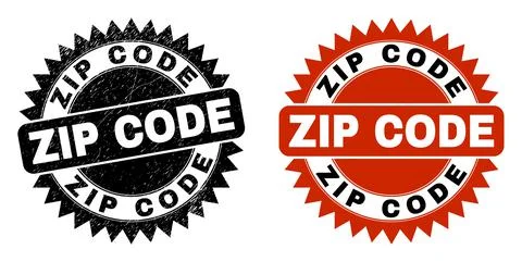 ZIP CODE Black Rosette Stamp Seal with Unclean Style イラスト素材