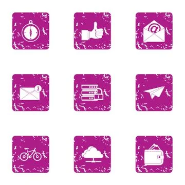 Zip code icons set, grunge style イラスト素材