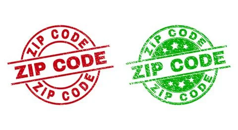ZIP CODE Round Seals with Scratched Style Illustrazione stock