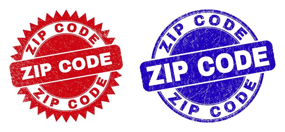ZIP CODE Rounded and Rosette Stamps with Rubber Surface Illustrazione stock
