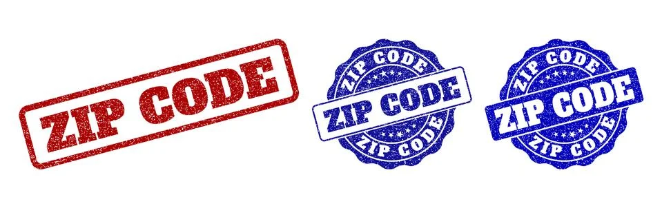 ZIP CODE Scratched Stamp Seals Illustrazione stock