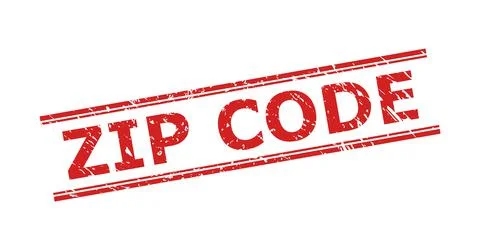 ZIP CODE Stamp Seal with Corroded Texture and Double Parallel Lines Stock Illustration