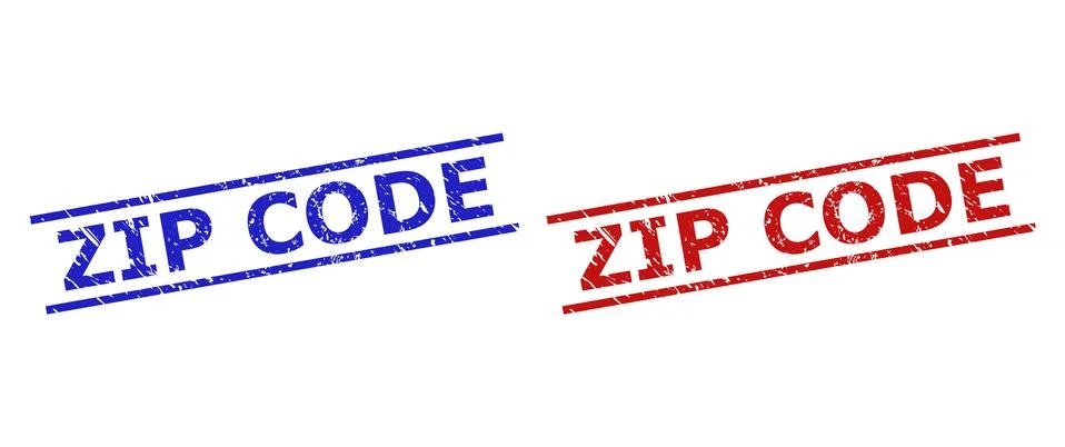 ZIP CODE Stamp Seals with Grunge Style and Parallel Lines Stock Illustration