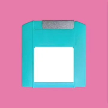 Zip disk front nostalgia, isolated and presented in punchy pastel colors Stock Photos