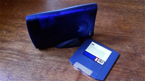 Zip Drive Used For External Computer Storage 스톡 동영상 88308191