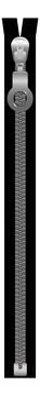 Zip fastener. Teeth row on black fabric with metal slider Stock Illustration