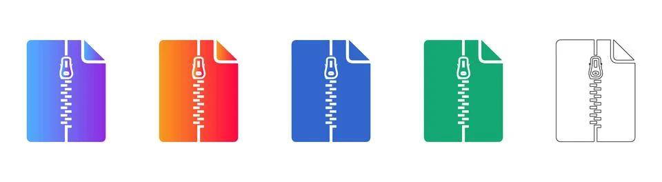 Zip File Compression Icons Stock Illustration