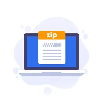 Zip file in a computer vector icon Stock Illustration