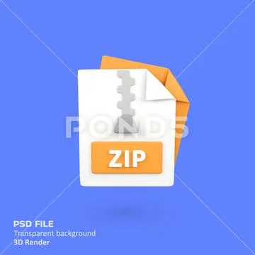 ZIP file extension document type isolated 3d render icon illustration Template PSD