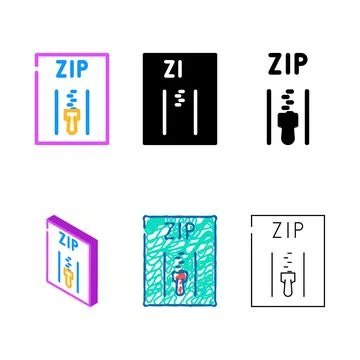 Zip file format concepts document color icon vector Illustrazione stock