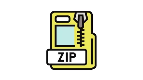 Zip file format document color icon animation Stock Footage 326100746