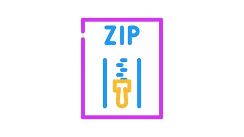 Zip file format document color icon animation Stock Footage 327271837