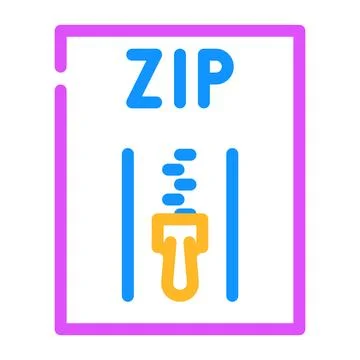 Zip file format document color icon vector illustration Illustrazione stock