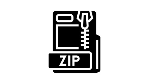Zip file format document glyph icon animation Stock Footage 326158669