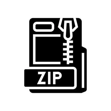 Zip file format document glyph icon vector illustration Stock Illustration