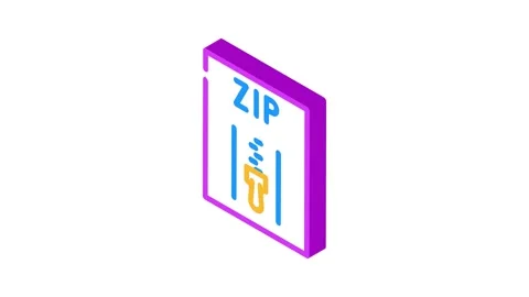 Zip file format document isometric icon animation Stock Footage 327294756