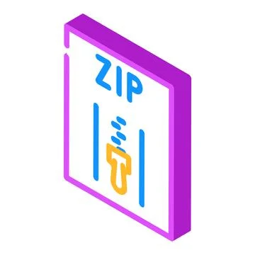 Zip file format document isometric icon vector illustration 스톡 일러스트