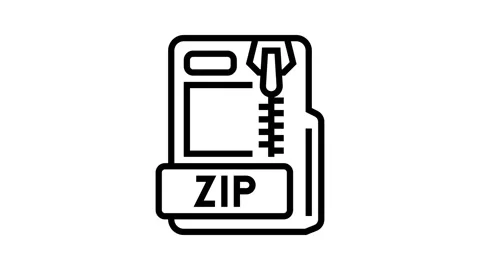 Zip file format document line icon animation Stock Footage 326137037