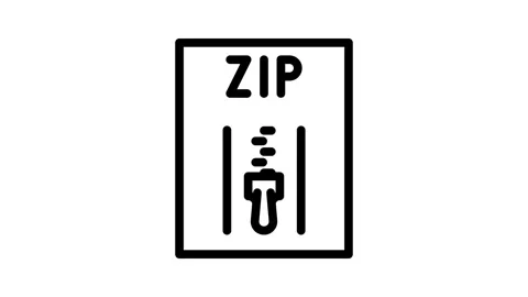 Zip file format document line icon animation Stock Footage 326766322