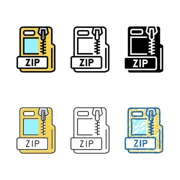Zip file format document variants color icon vector 스톡 일러스트