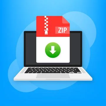 Zip file. Icon for web background design. Email sign. Technology vector illus Stockillustratie