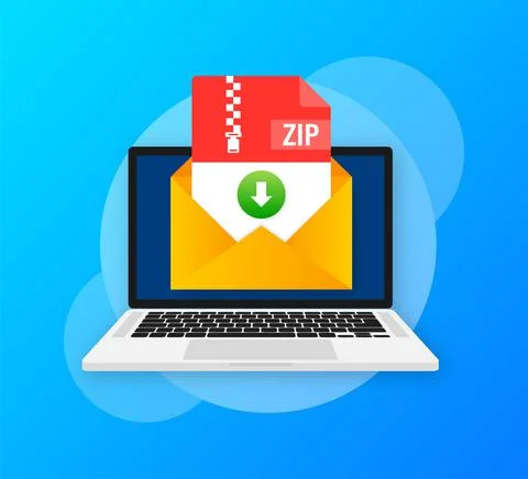 Zip file. Icon for web background design. Email sign. Technology vector Иллюстрация