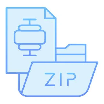 ZIP folder flat icon. Archiving folder blue icons in trendy flat style Stock Illustration