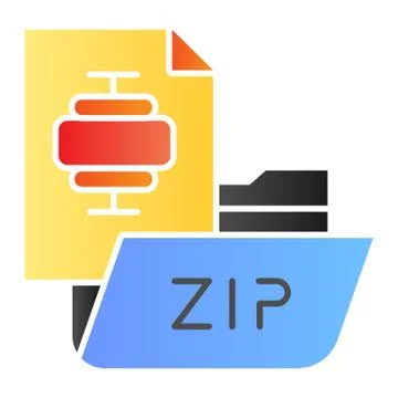 ZIP folder flat icon. Archiving folder color icons in trendy flat style Stock Illustration