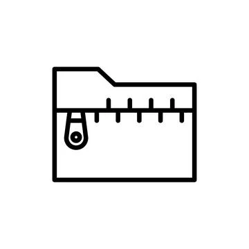 Zip folder icon Outline flat Icon Stock Illustration